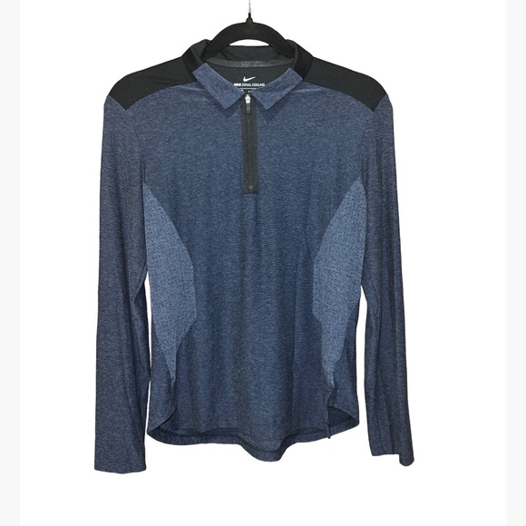 Nike Tops - Nike Golf Zonal Cooling long-sleeve zip polo shirt blue and grey size small